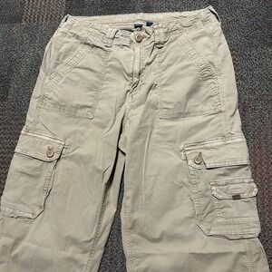 American Eagle Baggy Jogger Cargo Military Paratrooper Pants Womens 10 Khaki